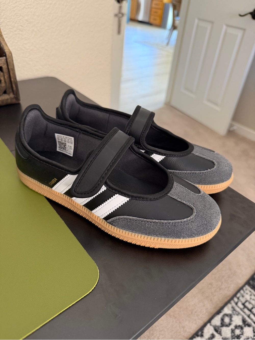 Women’s Adidas Mary Jane Sneakers with White Stripes